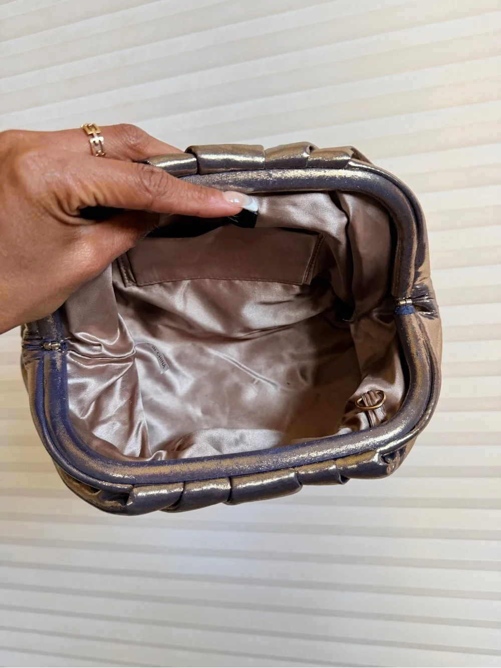 Nina Metallic Frame Clutch